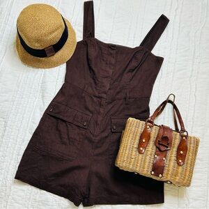 House of Harlow 1960 Chocolate Brown Linen Romper